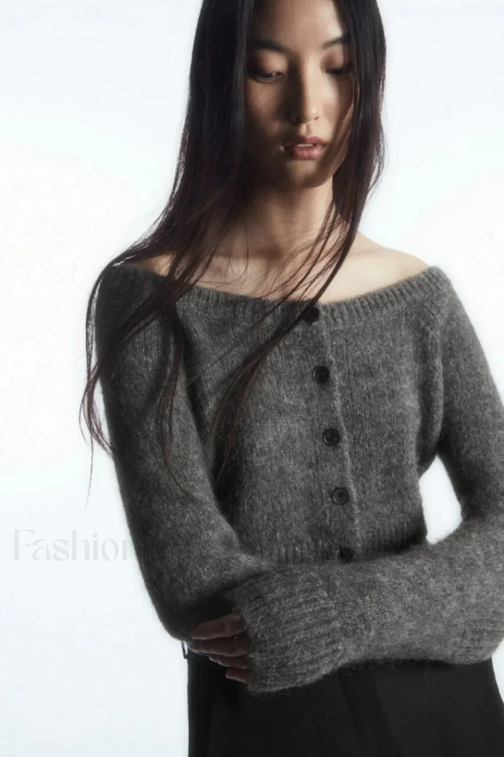 Standard Fit Wide Neck Cardigan - Image 2