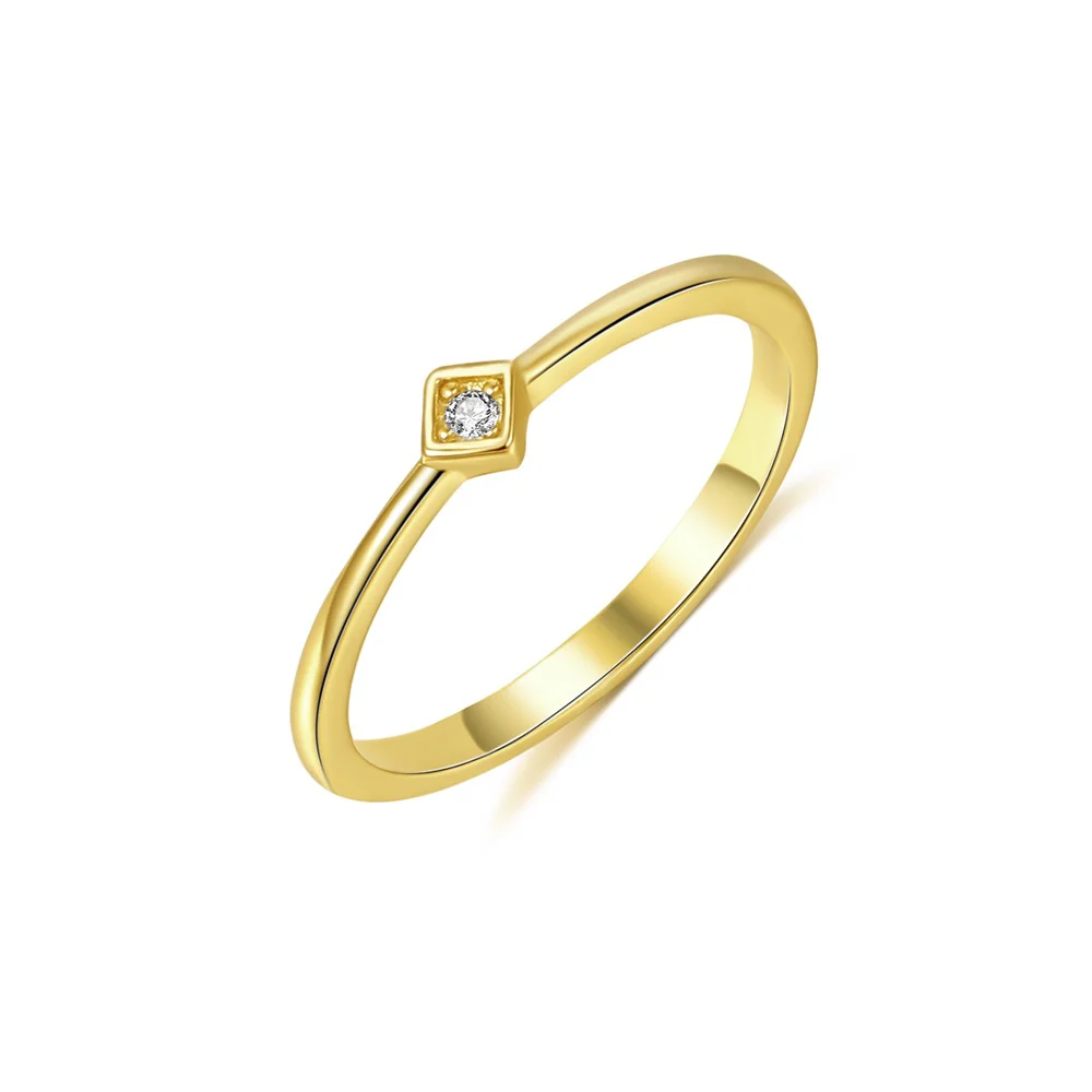Sterling Silver Square Geometric Zirconia Ring - Image 18