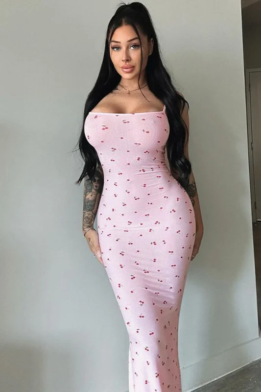 Strap Bodycon Slim Long Floral Dress - Image 3