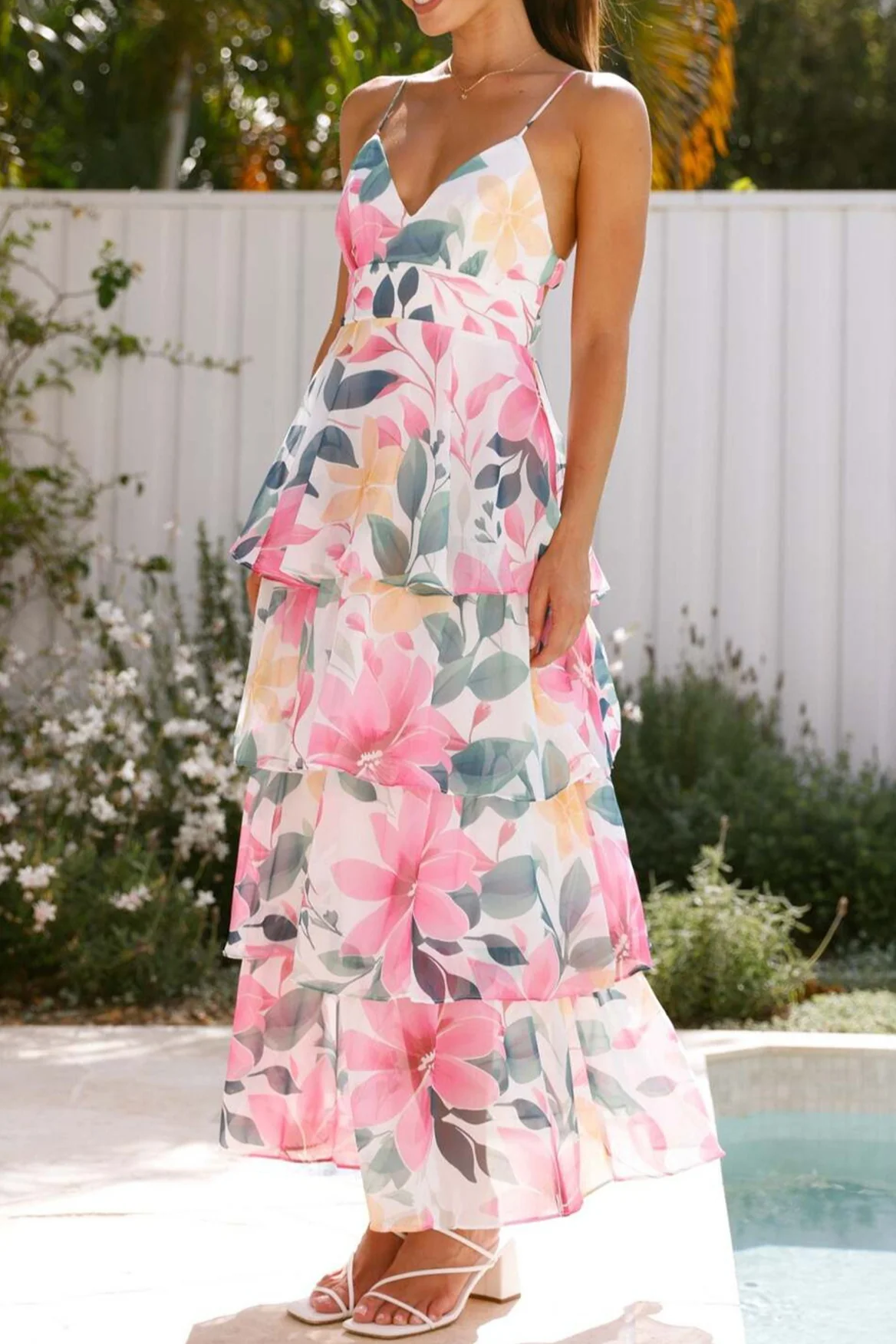 Strap Slim Vacation Maxi Floral Dress - Image 5