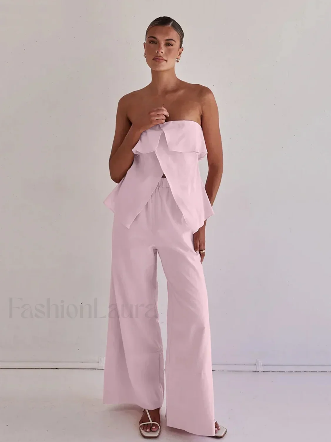 Strapless Backless Pajama Pants Two Piece Set - Image 2