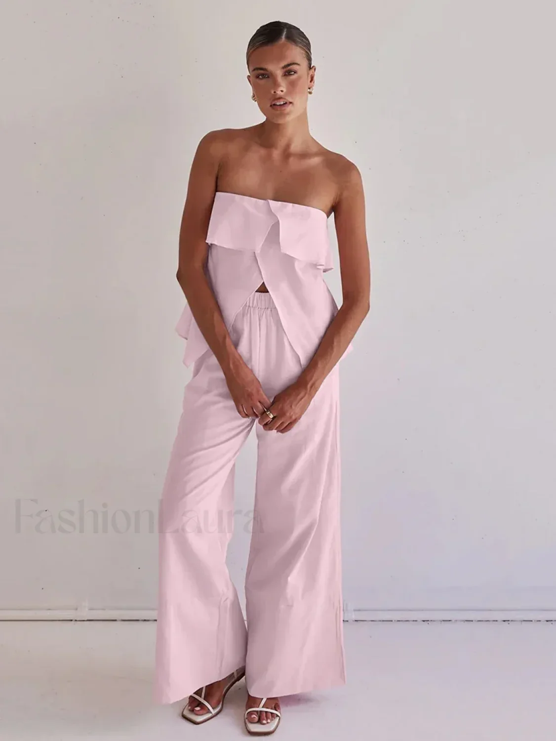 Strapless Backless Pajama Pants Two Piece Set - Image 3