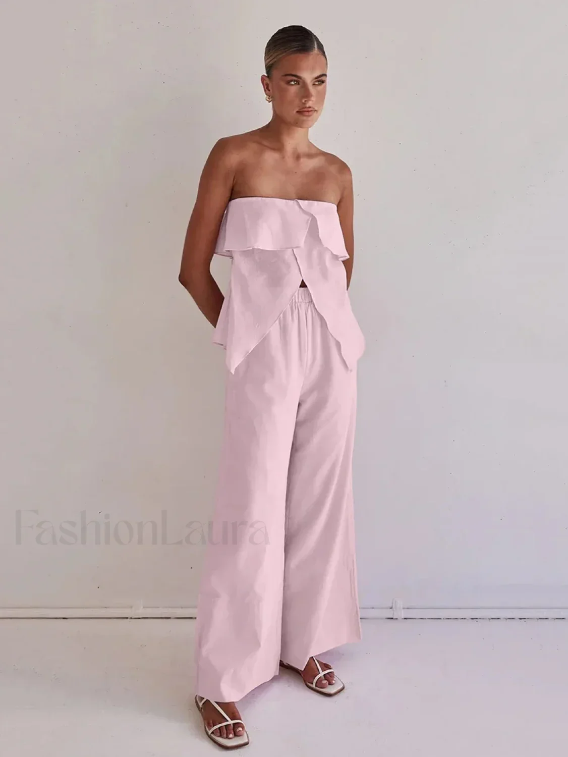 Strapless Backless Pajama Pants Two Piece Set - Image 9