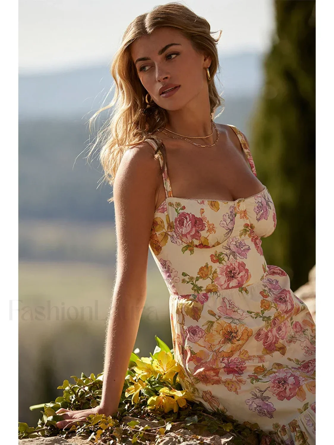 Strapless Bodycon Midi Floral Dress - Image 17