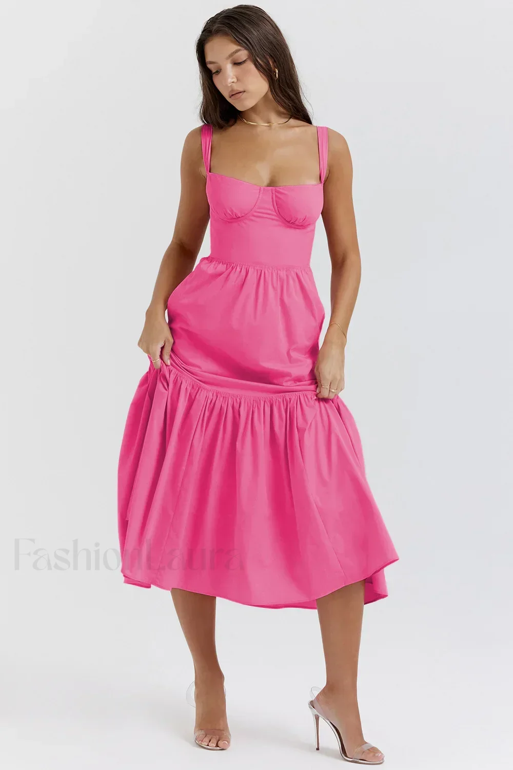 Strapless Bodycon Midi Floral Dress - Image 9