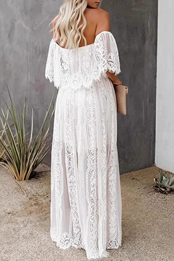 Strapless Cutout Off Shoulder Maxi Boho Dress - Image 2