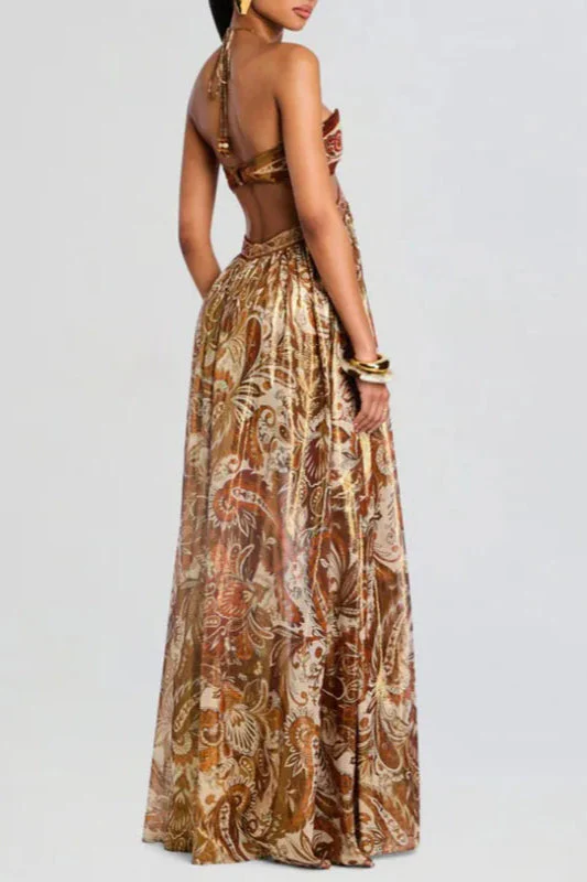 Strapless Lace Up Pleated Boho Dress - Image 8