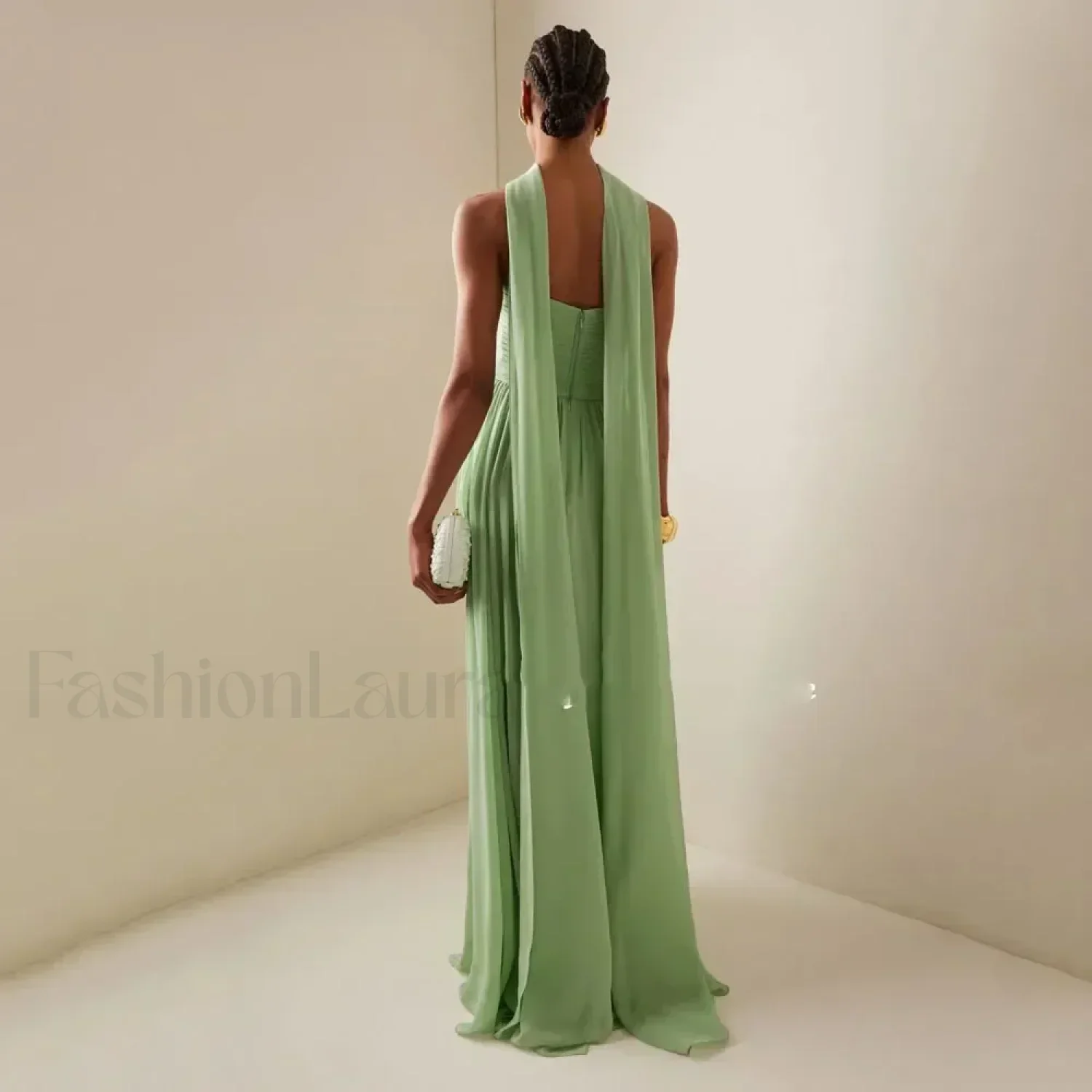 Strapless Pleat Chiffon Maxi Dress - Image 3