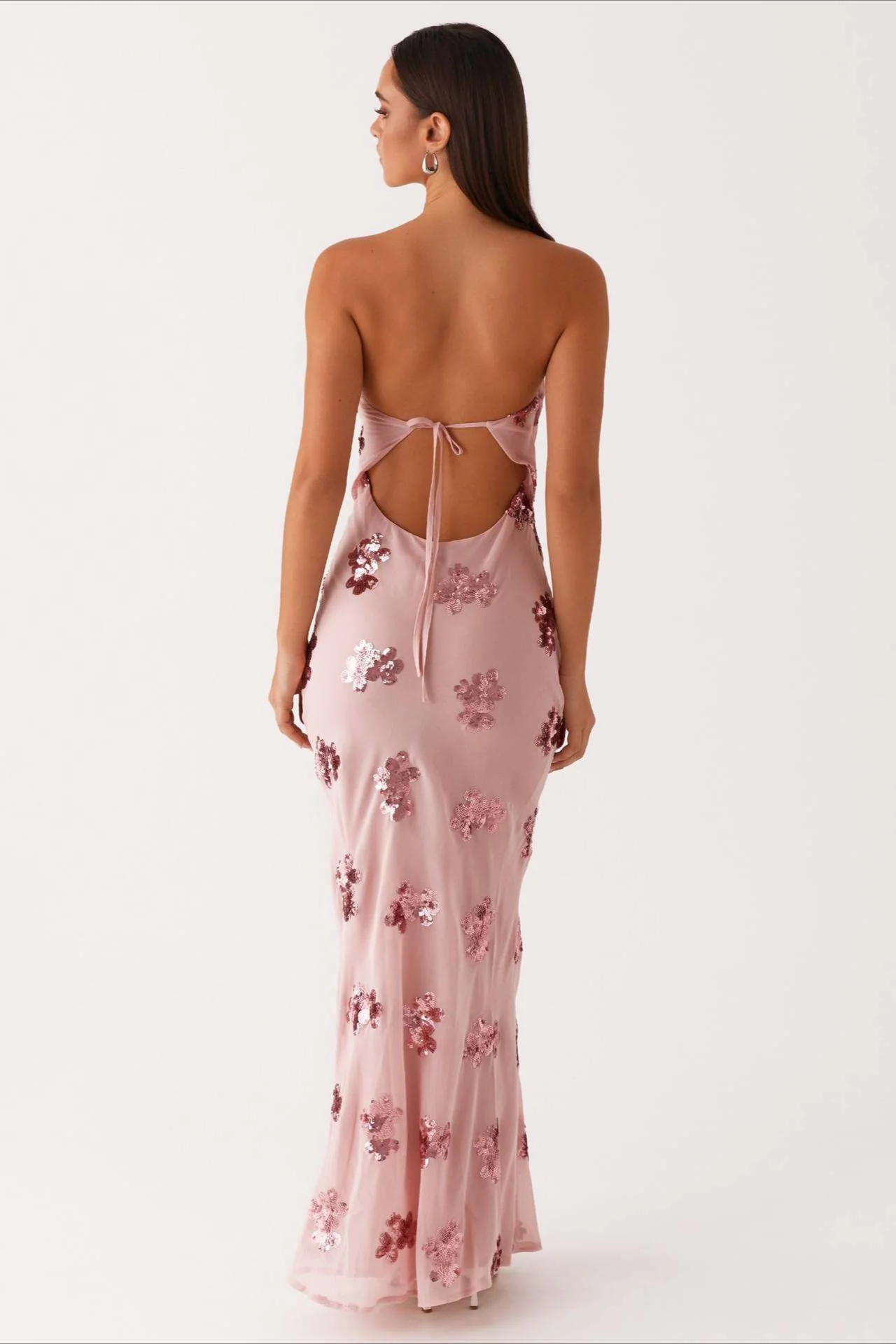 Strapless Sequin Embroidery Backless Floral Dress - Image 2