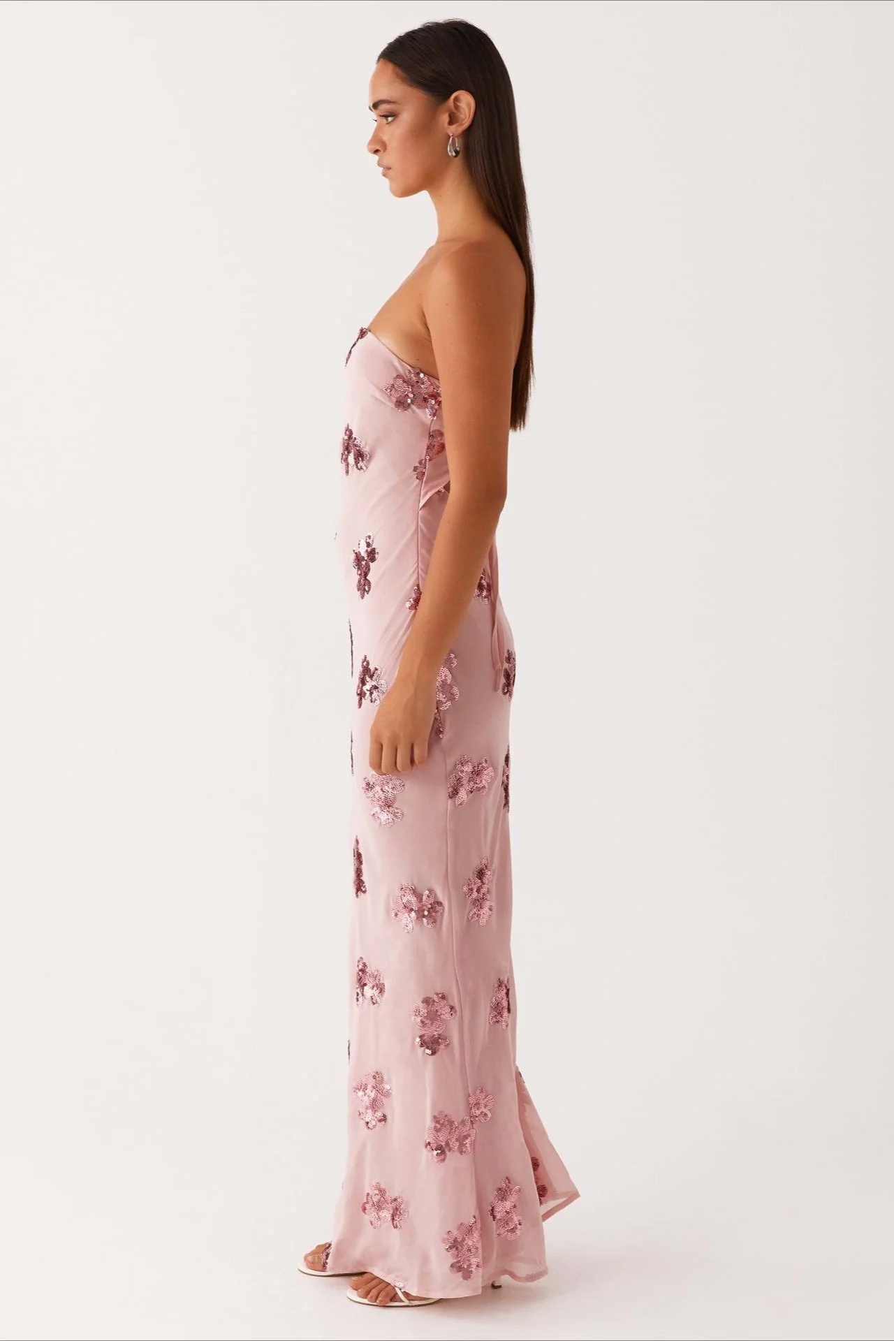 Strapless Sequin Embroidery Backless Floral Dress - Image 3