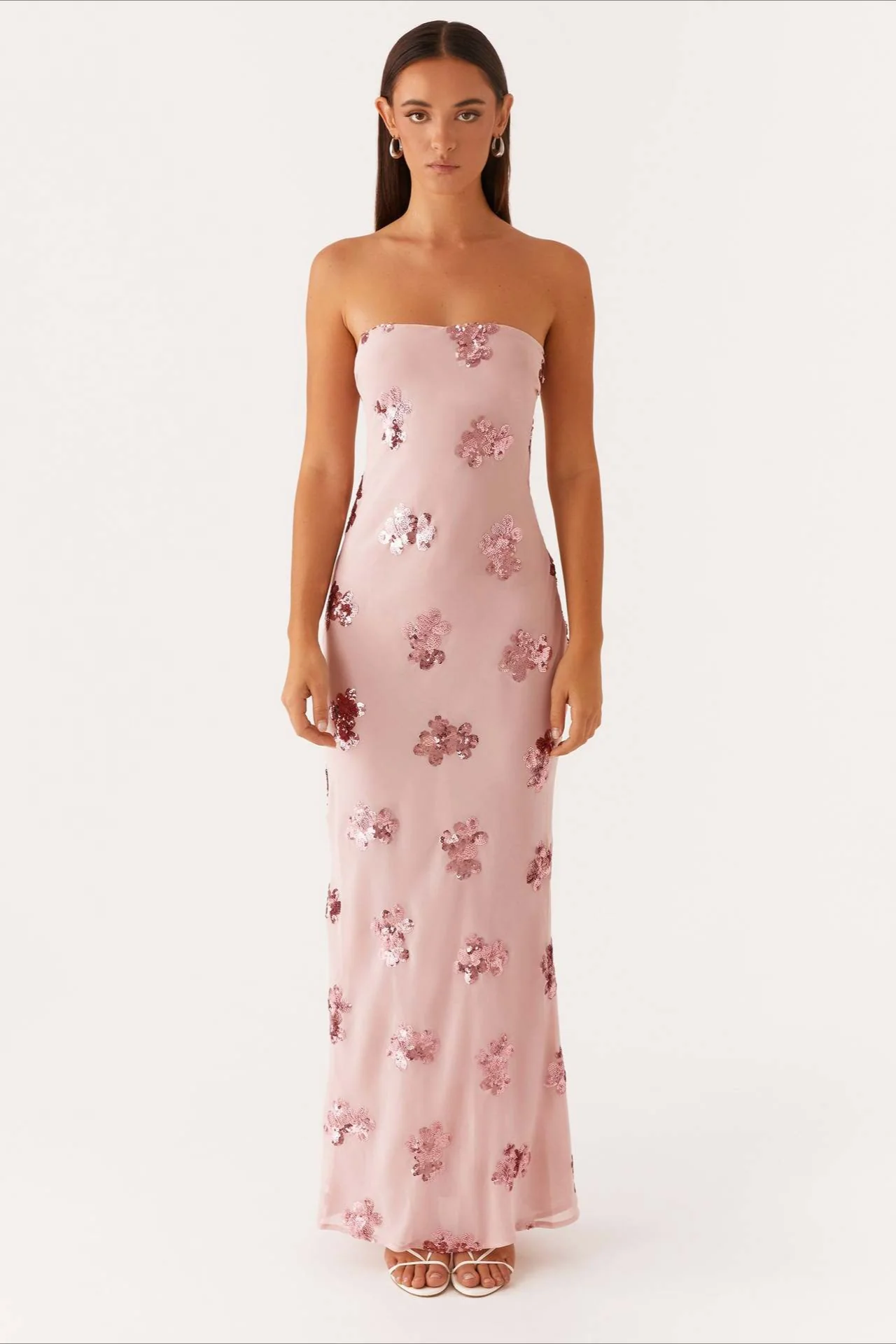 Strapless Sequin Embroidery Backless Floral Dress - Image 4
