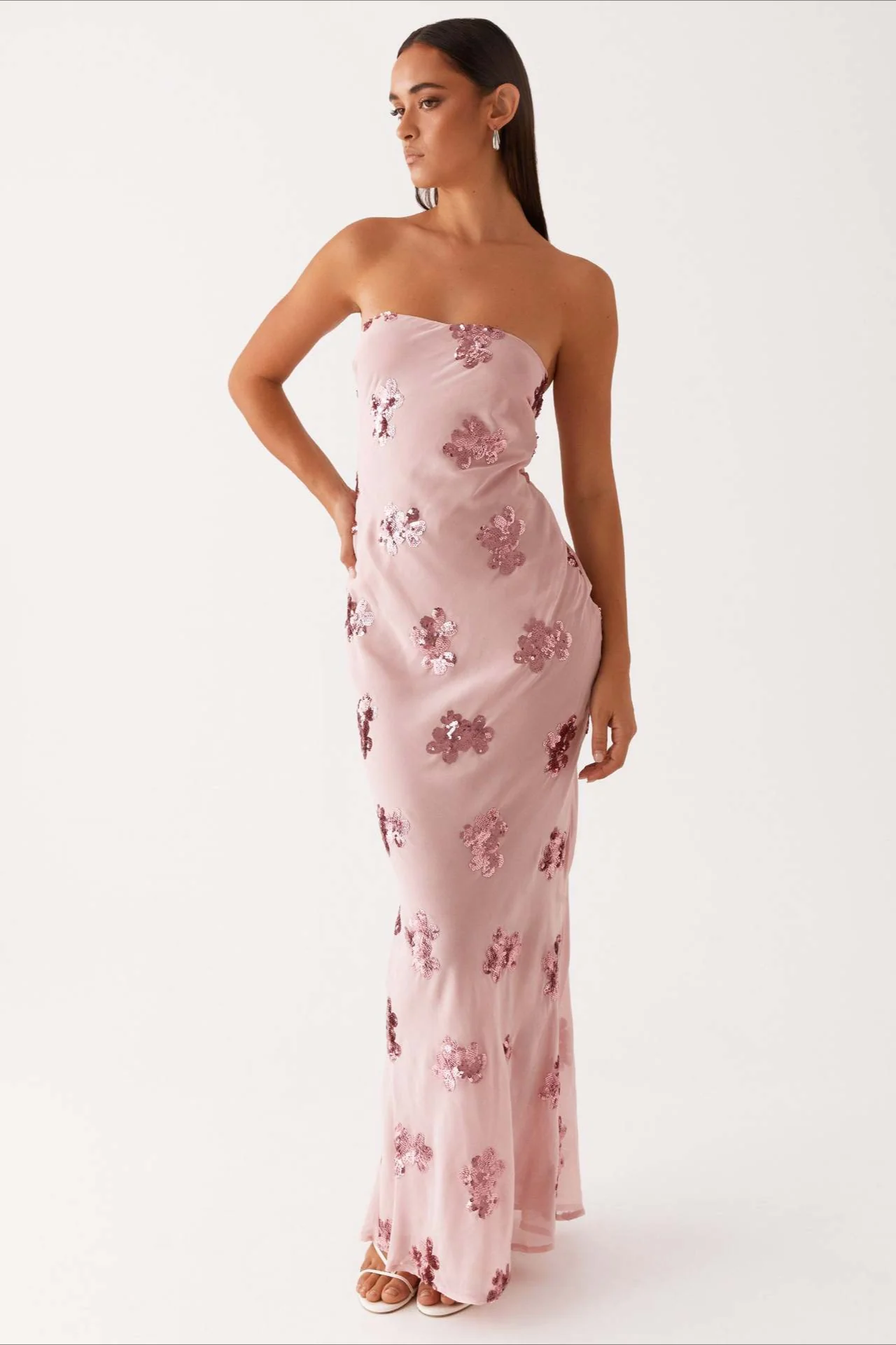 Strapless Sequin Embroidery Backless Floral Dress - Image 5