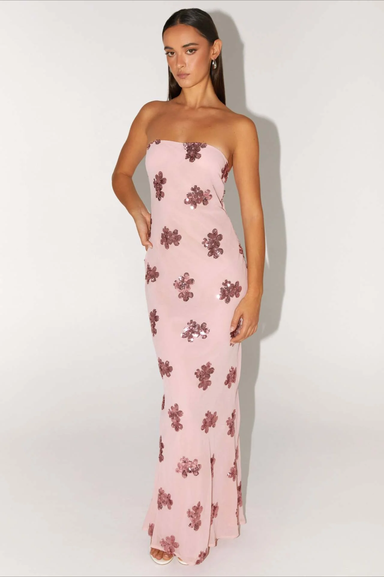 Strapless Sequin Embroidery Backless Floral Dress - Image 6
