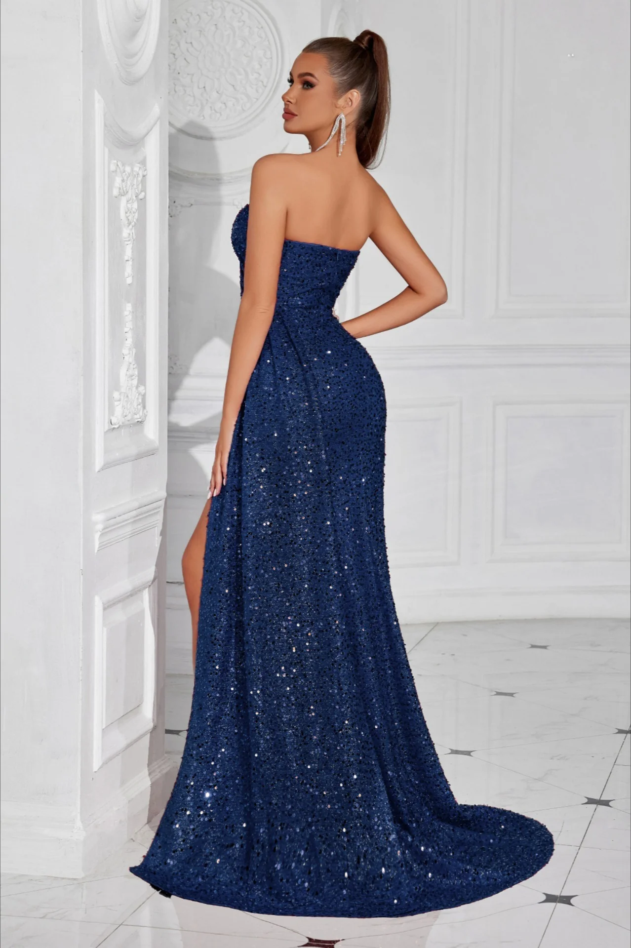 Strapless Split Maxi Party Dress - Image 10