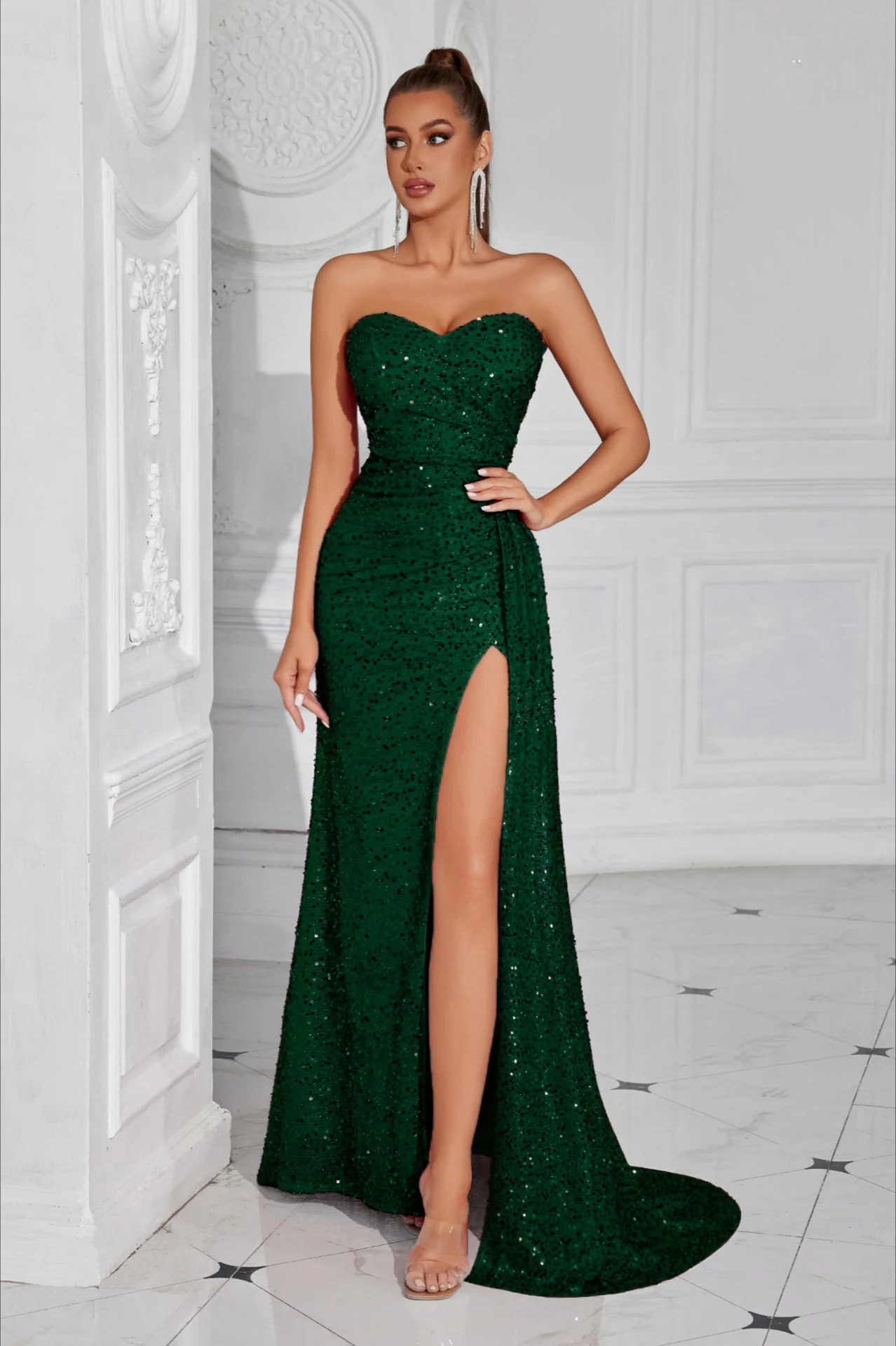 Strapless Split Maxi Party Dress - Image 8