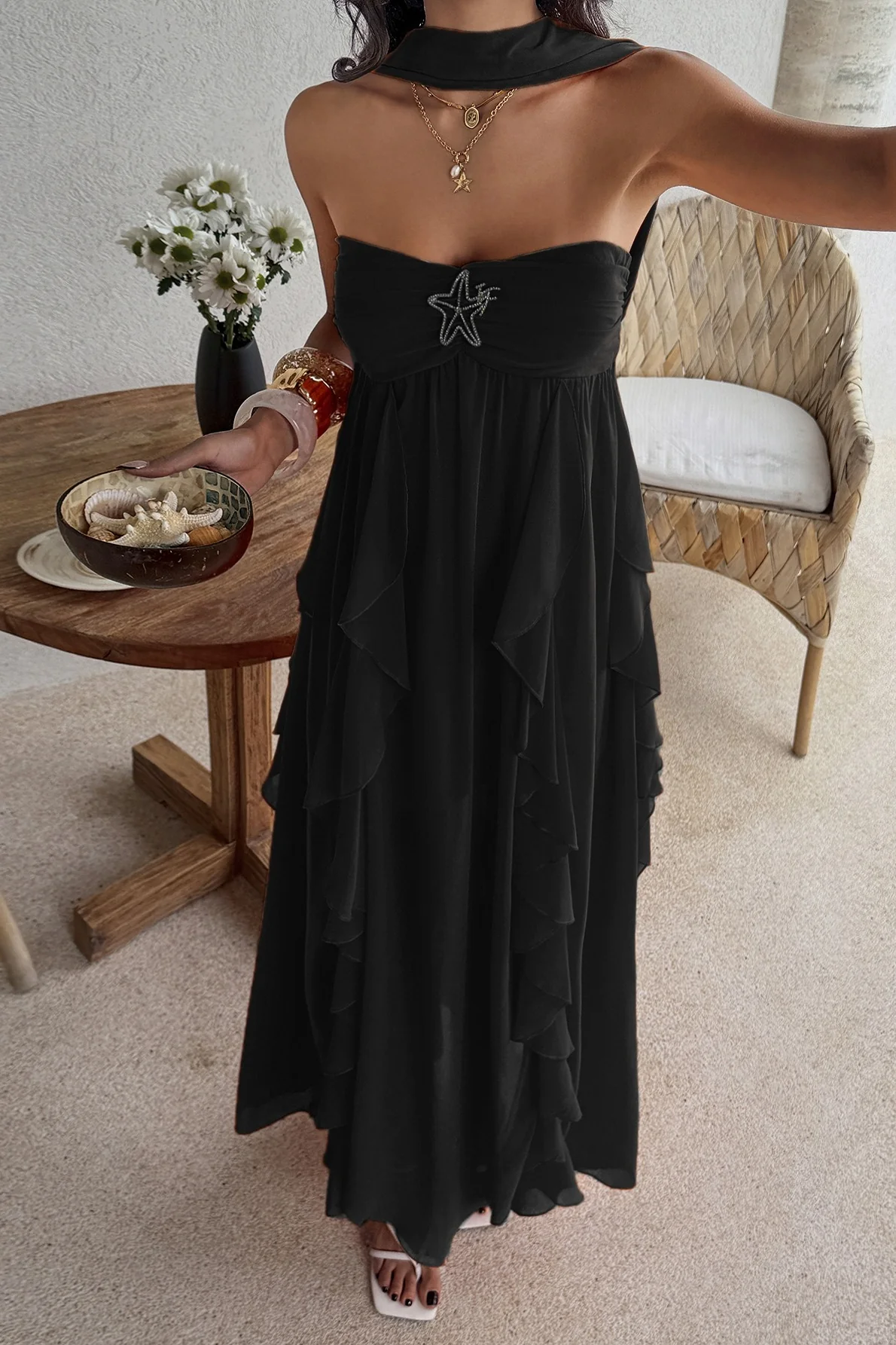 Strapless Tiered Ruffle Vacation Dress - Image 5
