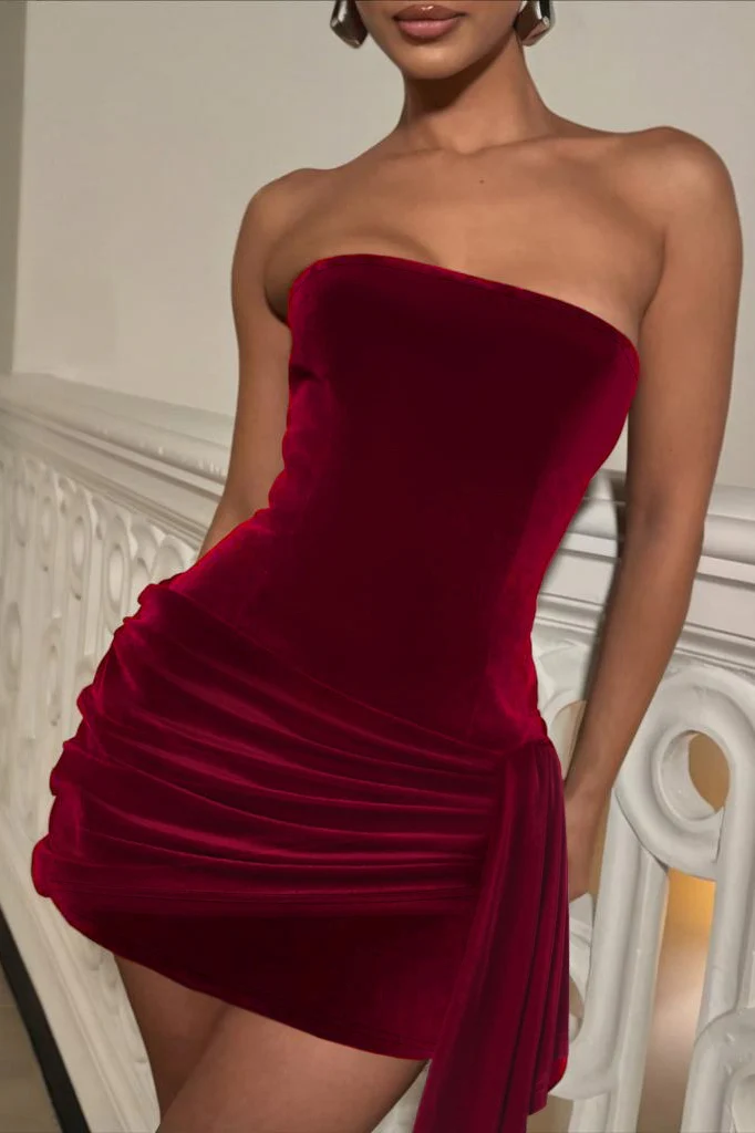 Strapless Velvet Bodycon Mini Dress