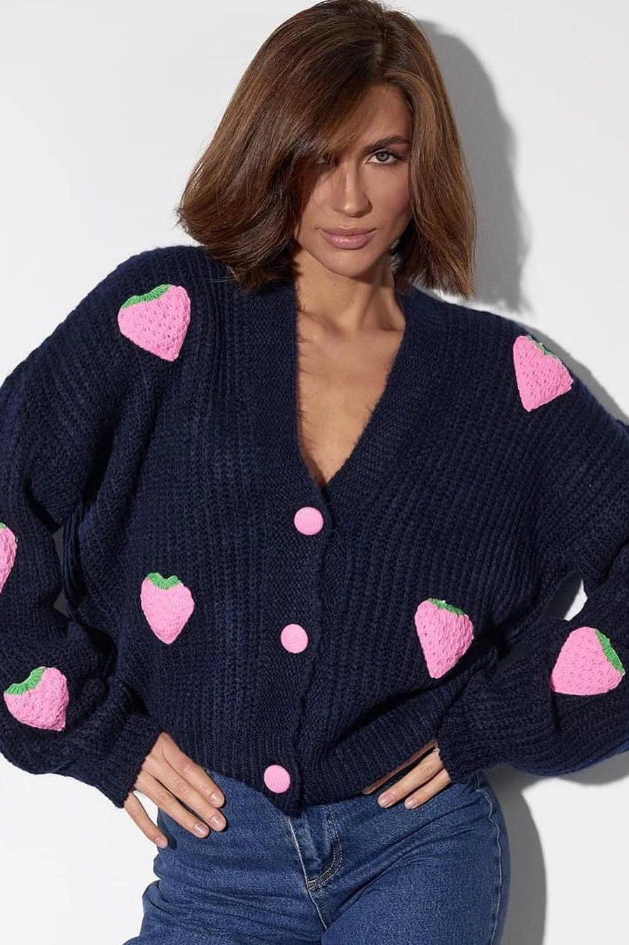 Strawberry Appliqué Chunky Knit Sweater - Image 27