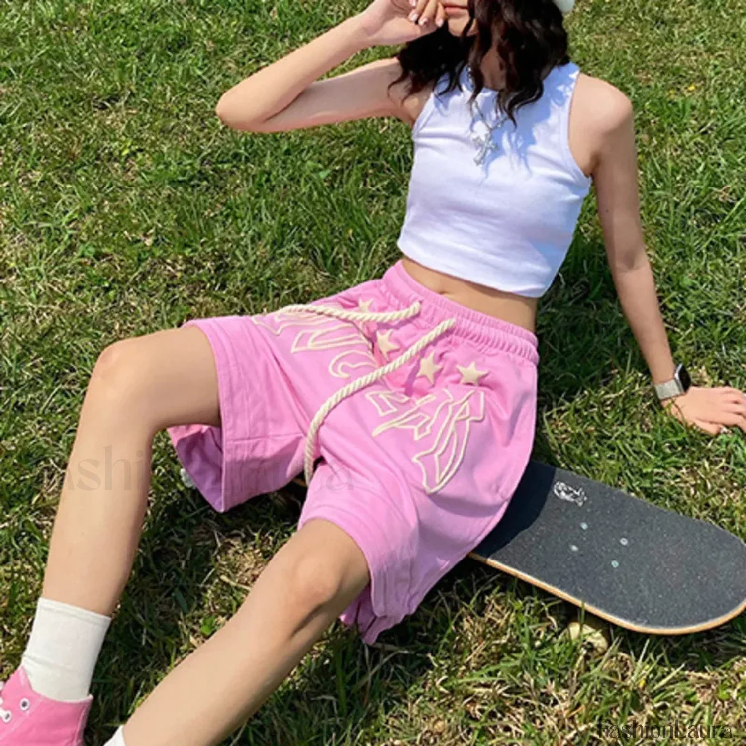 Streetwear Pink Skateboard Jogging Short - Image 8