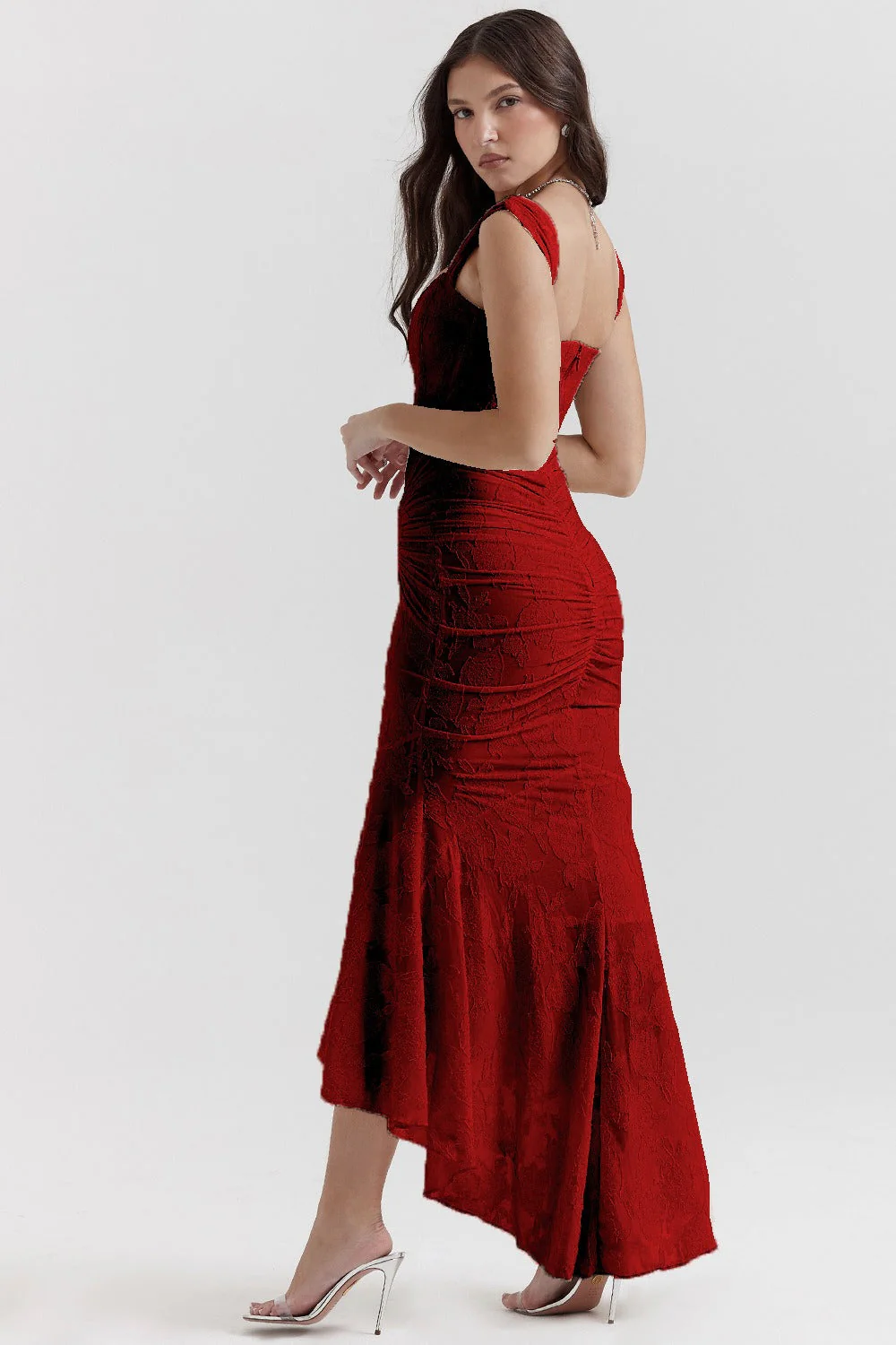 Stretch Mesh Jacquard Mermaid Formal Dress - Image 12