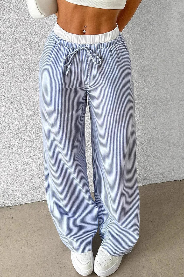 Stripe Plaid Pattern Knit Pants - Image 5