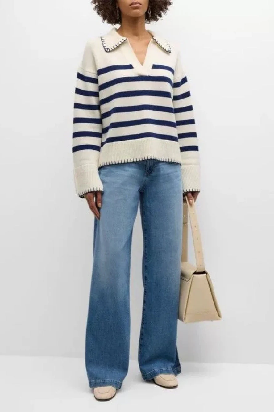 Striped Color Block Polo Sweater - Image 10