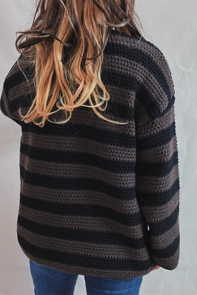 Striped Knit Casual Loose Sweater - Image 38