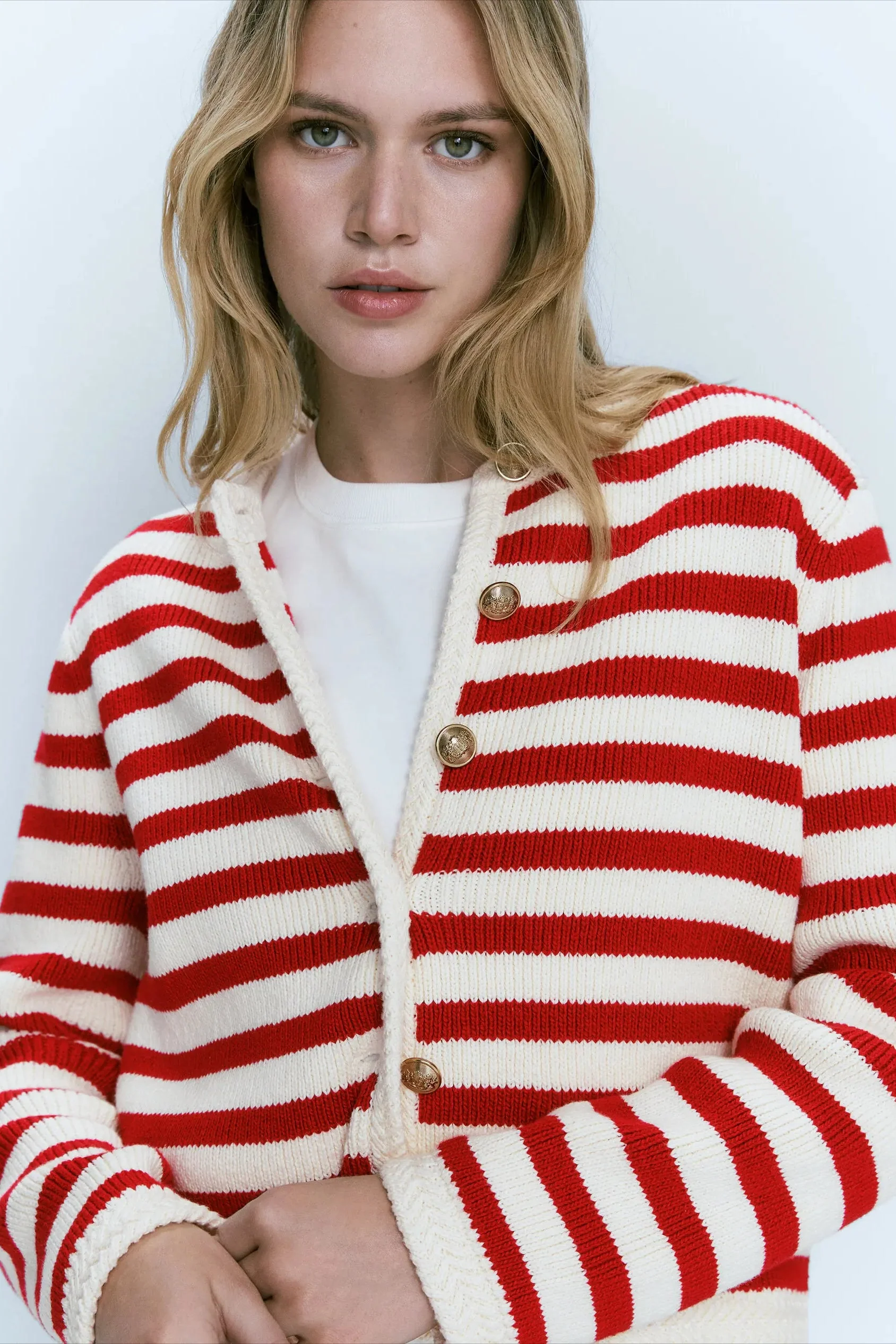 Striped Slim Fit Knit Cardigan - Image 3
