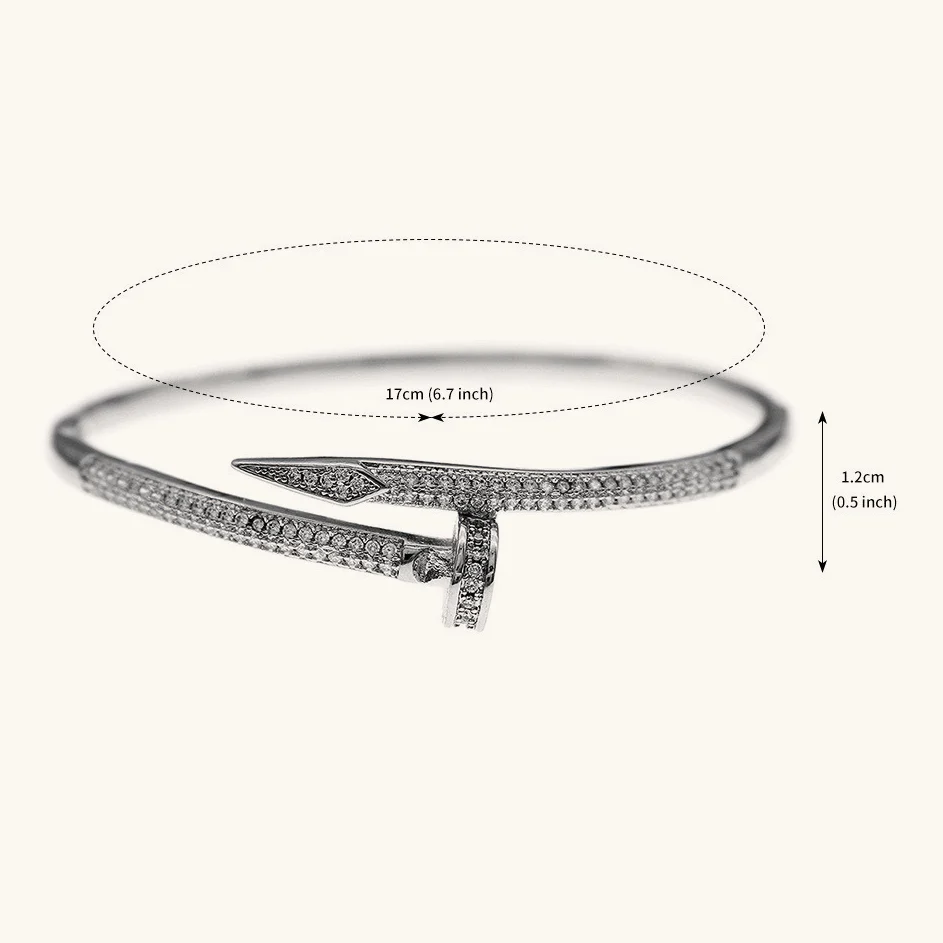 Stylish Unique Zircon Nail Open Bangle Bracelet - Image 10