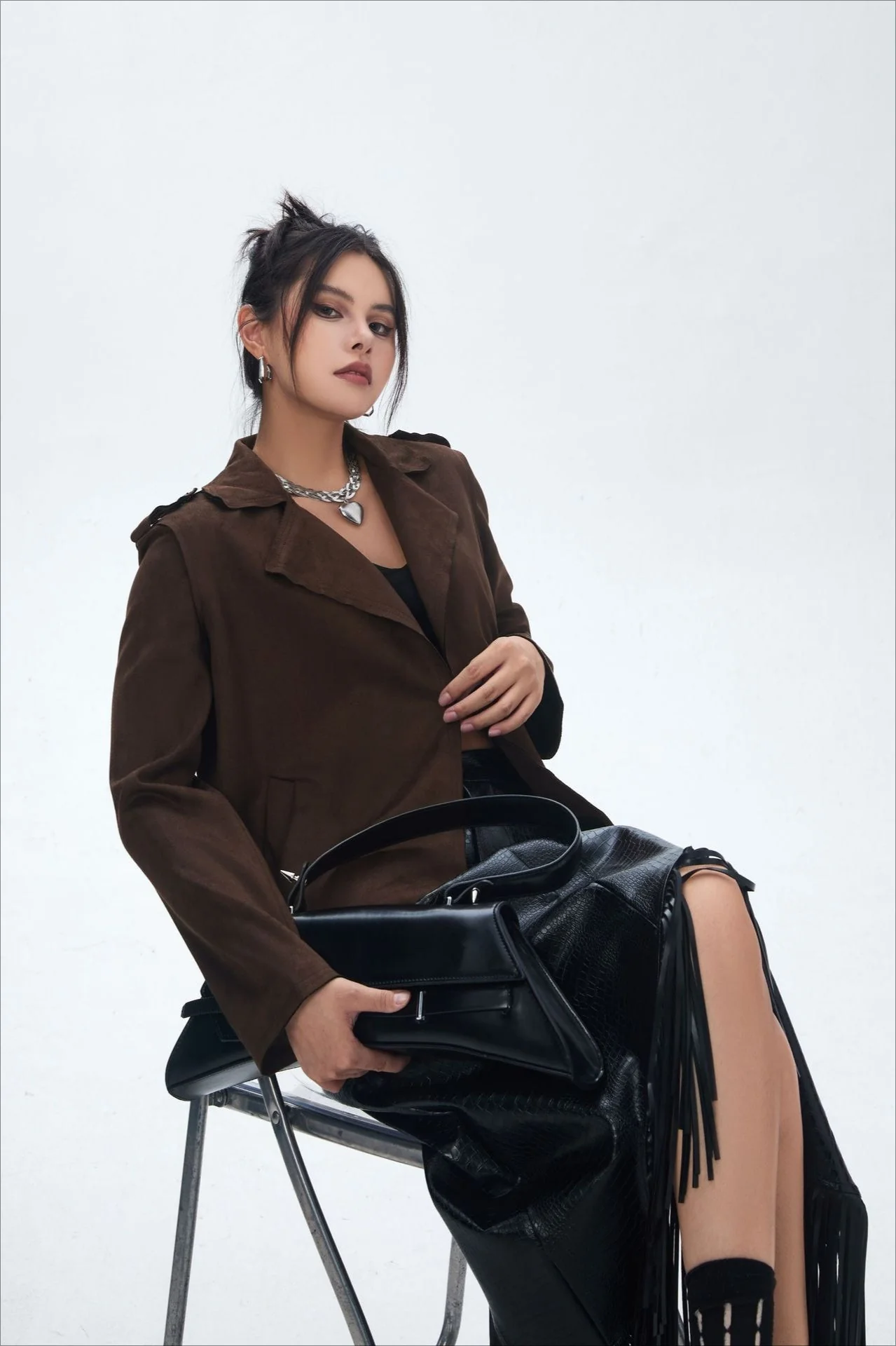 Suede Open Front Biker Jacket - Image 8