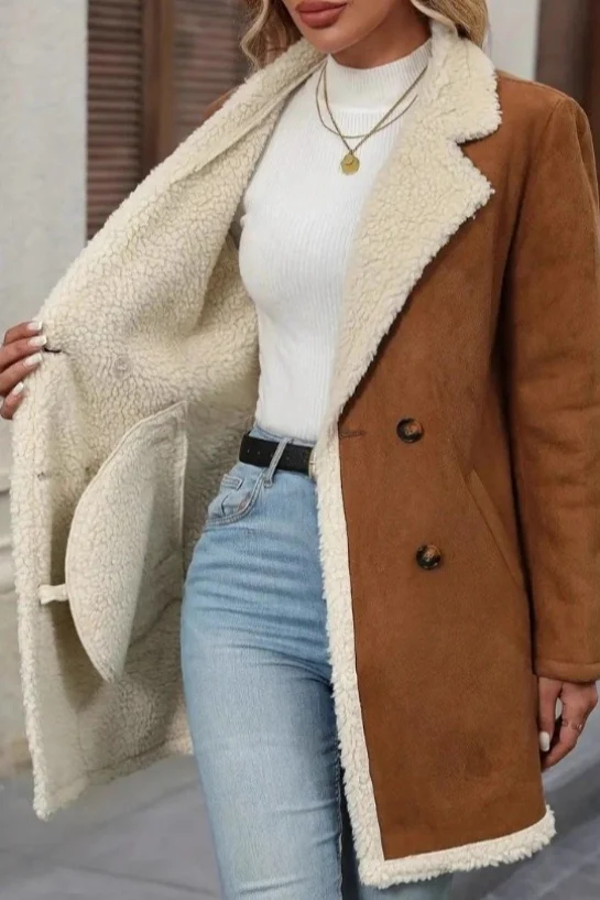 Suede Wool Blend Mid Length Overcoat - Image 2