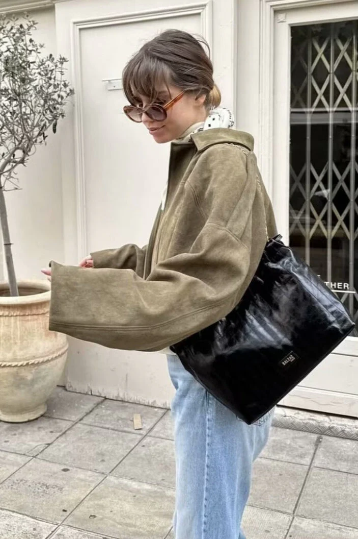 Sueded Texture Bomber Jacket - Image 9
