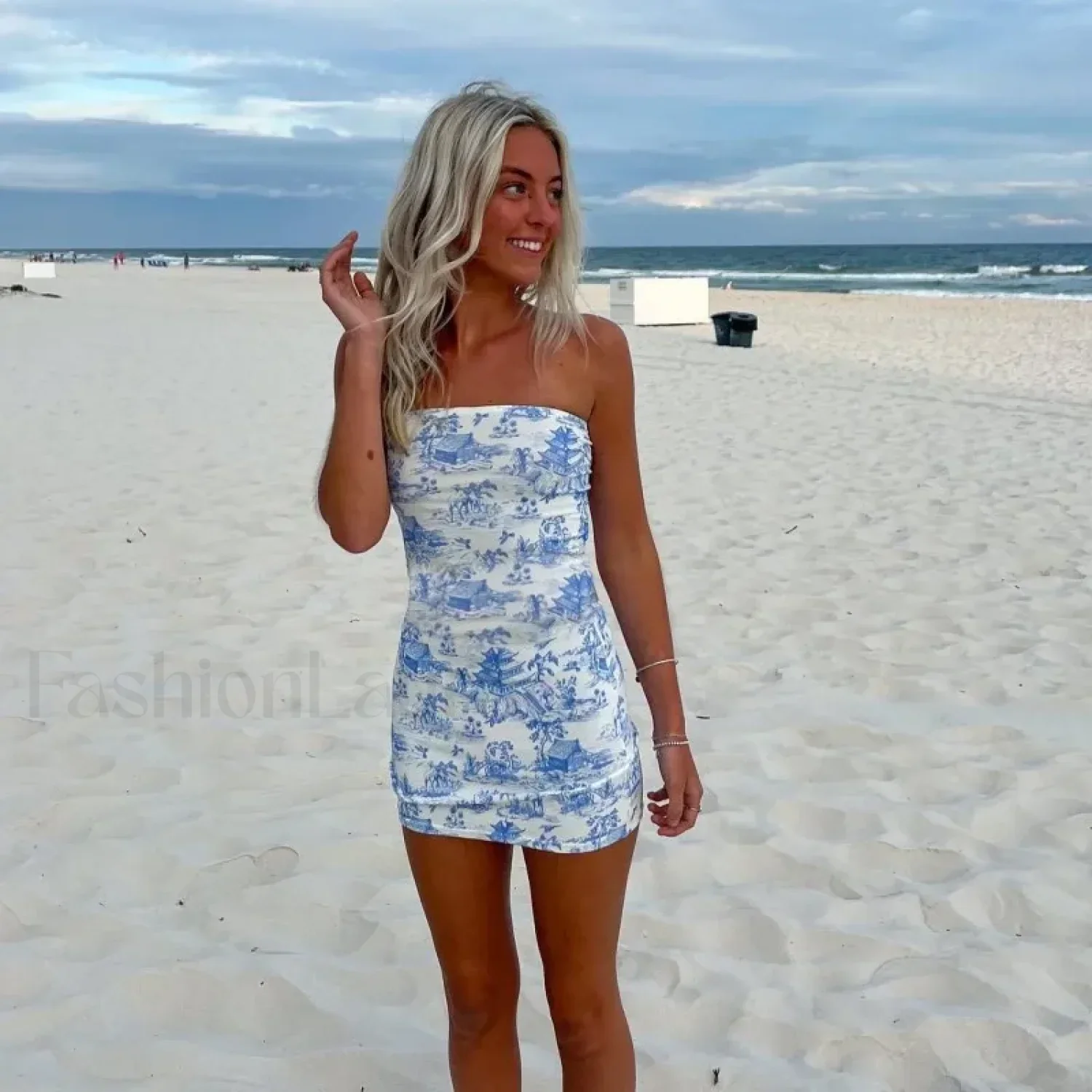 Summer Printed Tube Mini Dress - Image 6