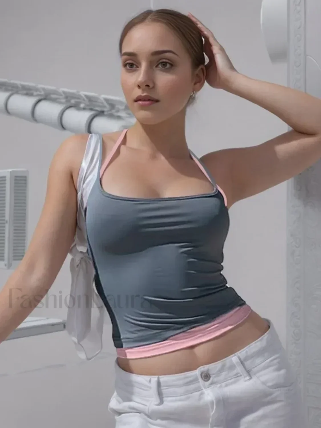 Sweet Lace-Up Halter Crop Top - Image 3