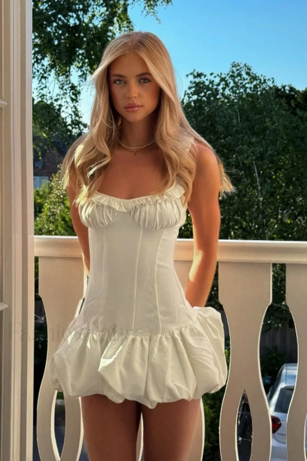 Sweet Ruffled Waist-Cinched Peplum Cami Mini Dress - Image 3