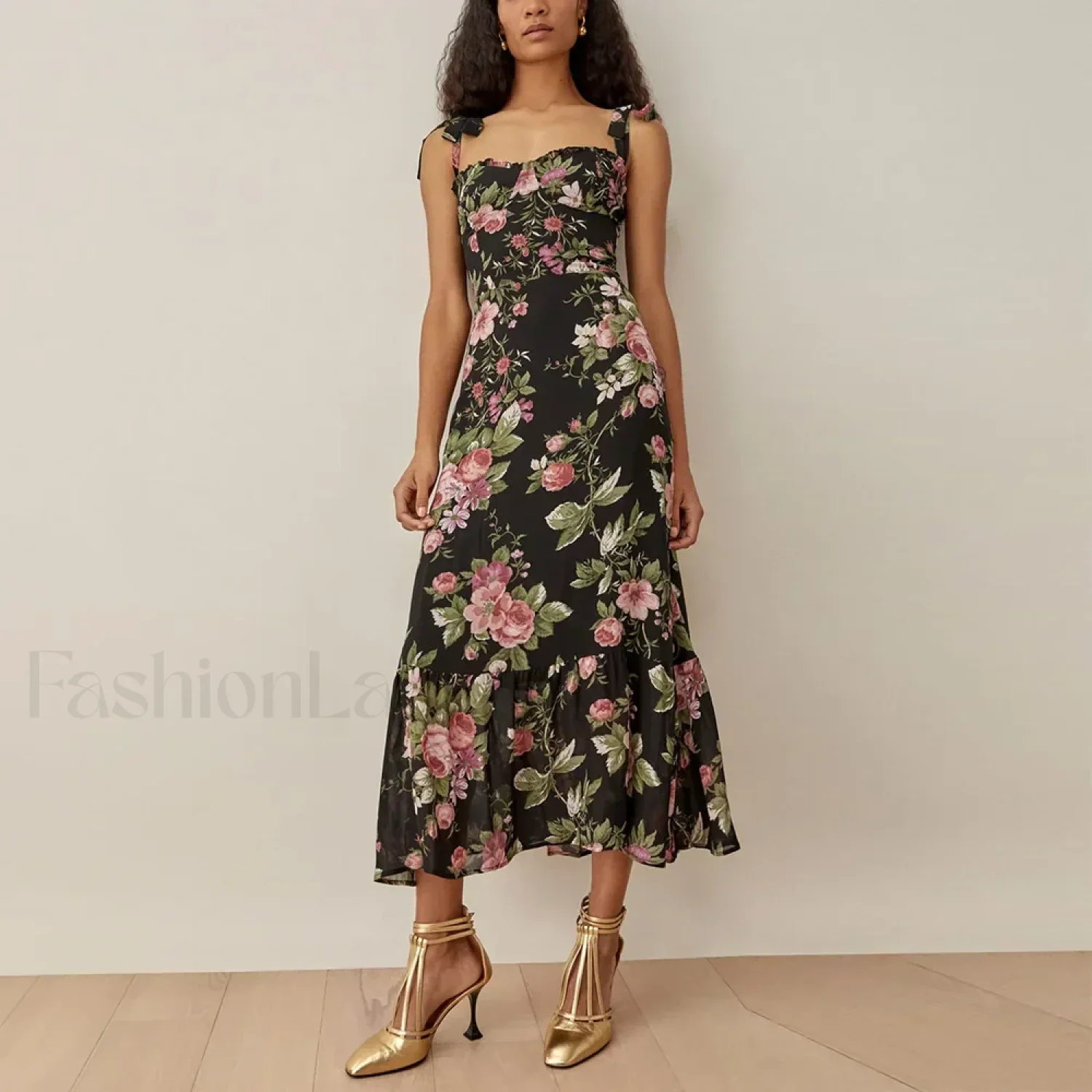 Sweetheart Tie-Strap Floral Dress - Image 35