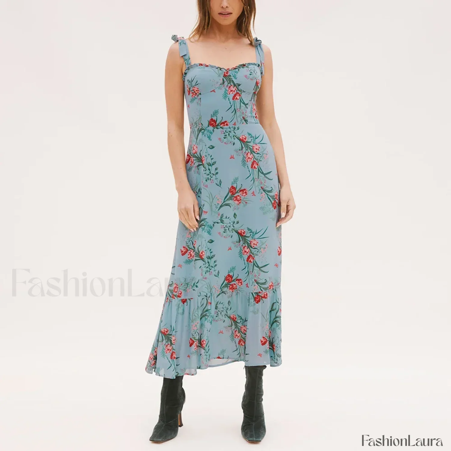 Sweetheart Tie-Strap Floral Dress - Image 44
