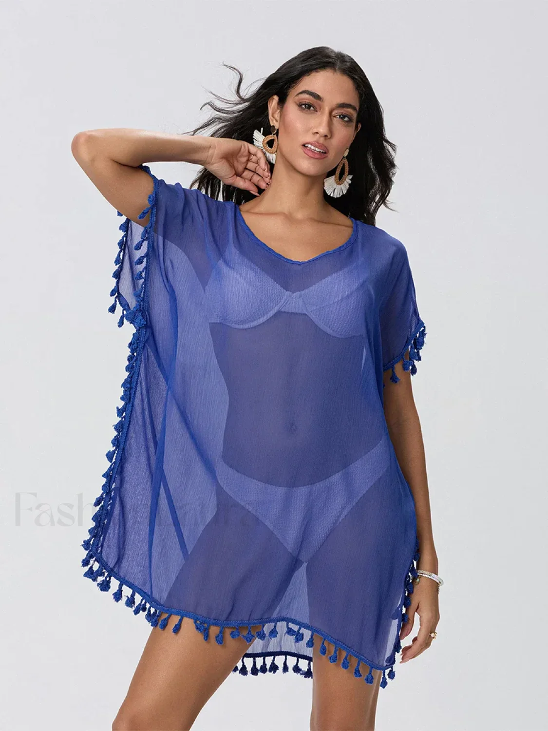 Tassel Trim See Through Cover Up - Image 2