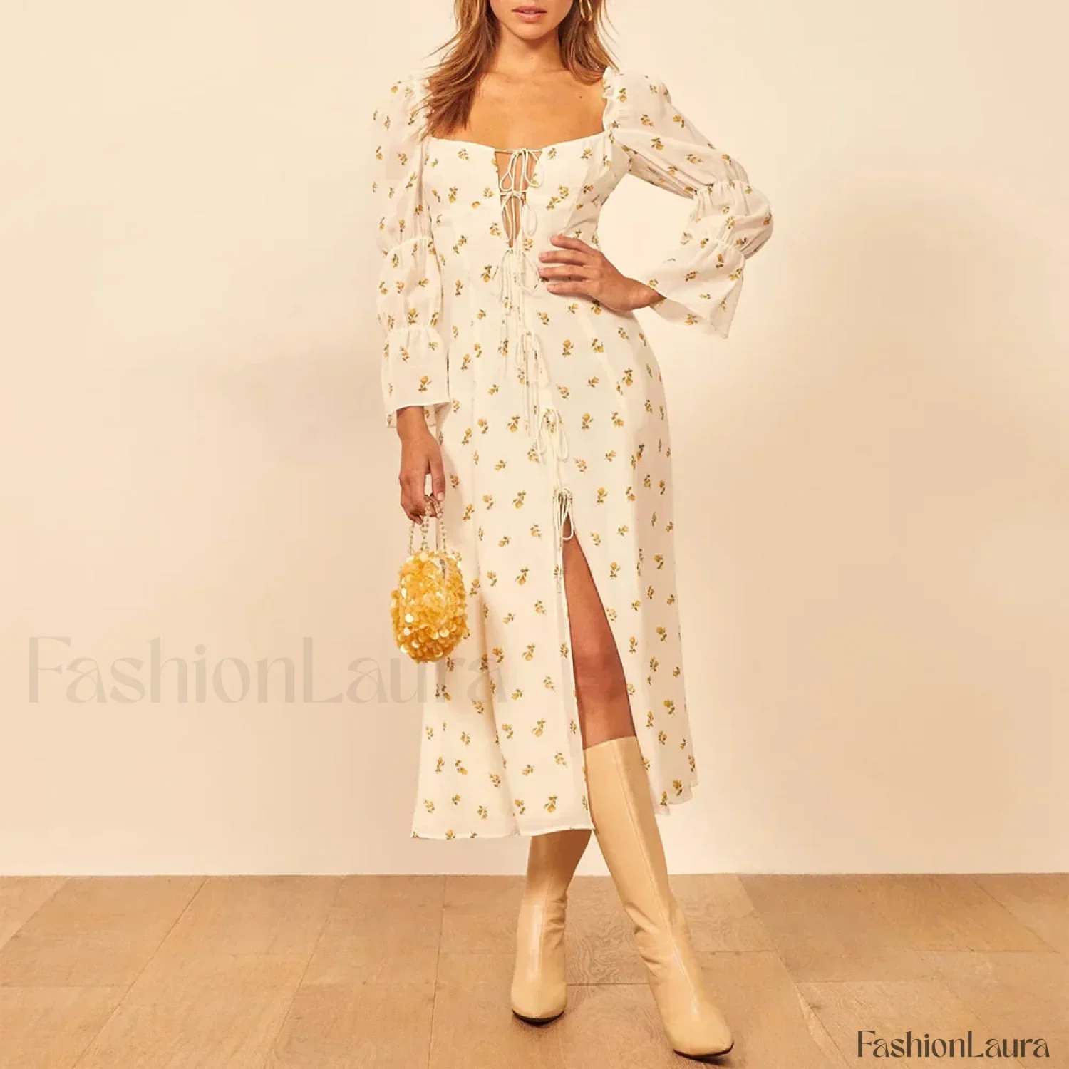 Three-Quarter Ruffle Floral Dress - Image 8