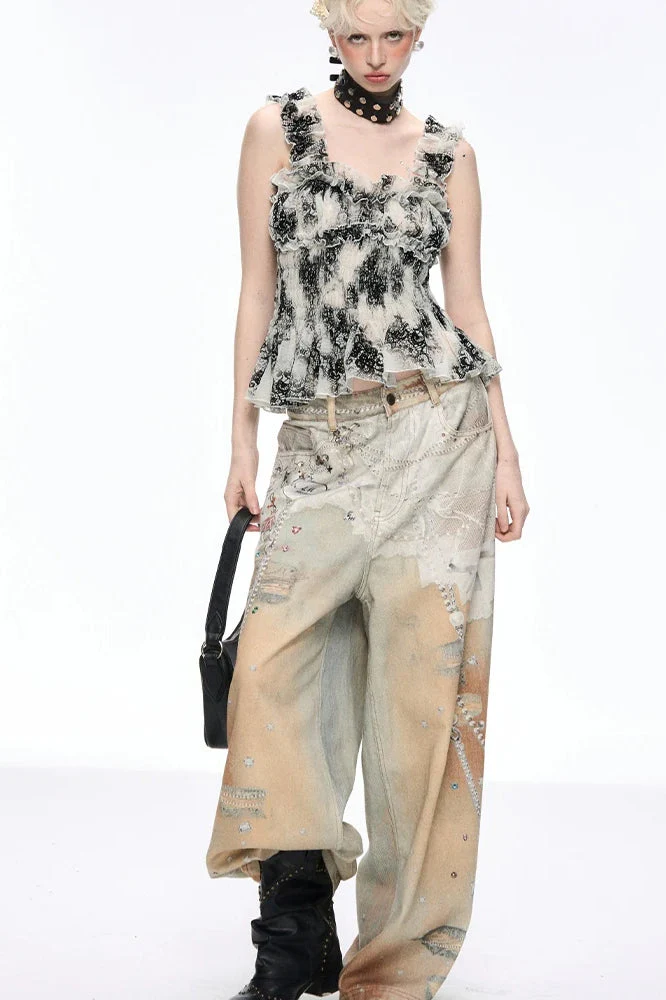 Tie Dye Baggy Wide Leg Denim Jeans - Image 15