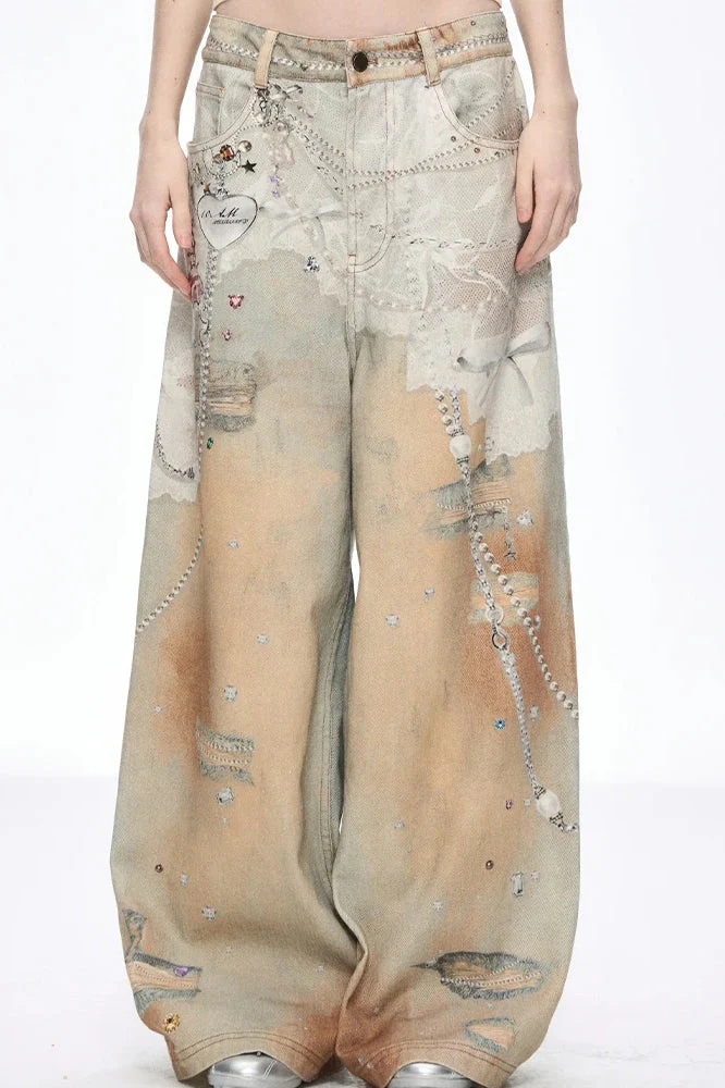 Tie Dye Baggy Wide Leg Denim Jeans - Image 18