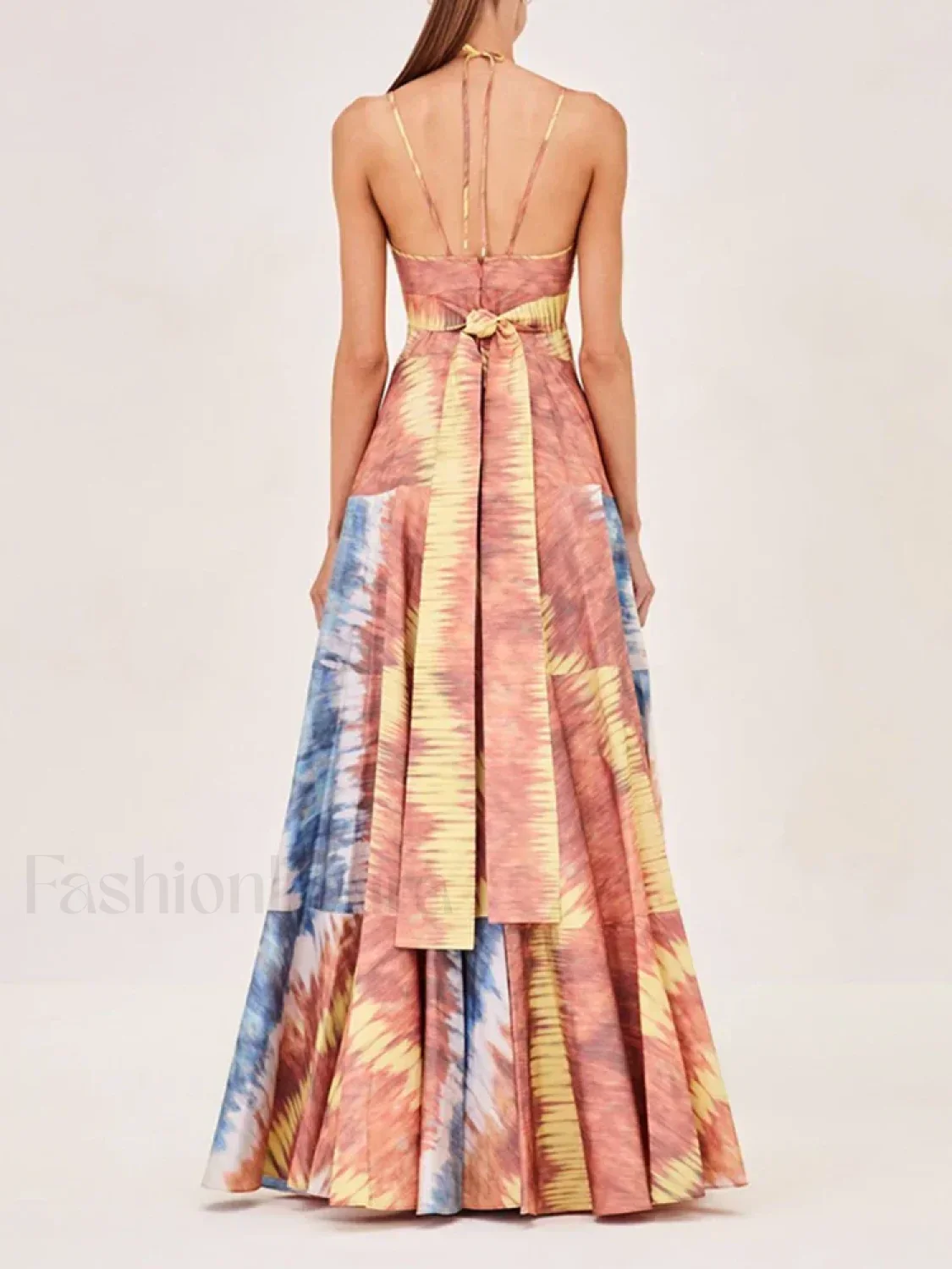 Tie Dye Patchwork Backless Maxi Dress - Image 3