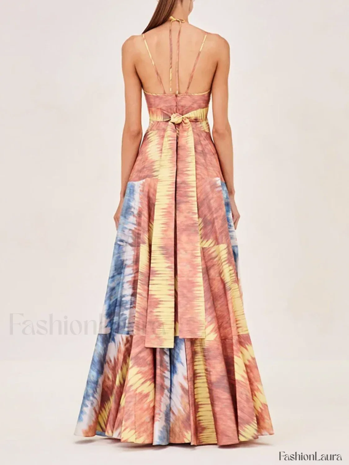 Tie Dye Patchwork Backless Maxi Dress - Image 5