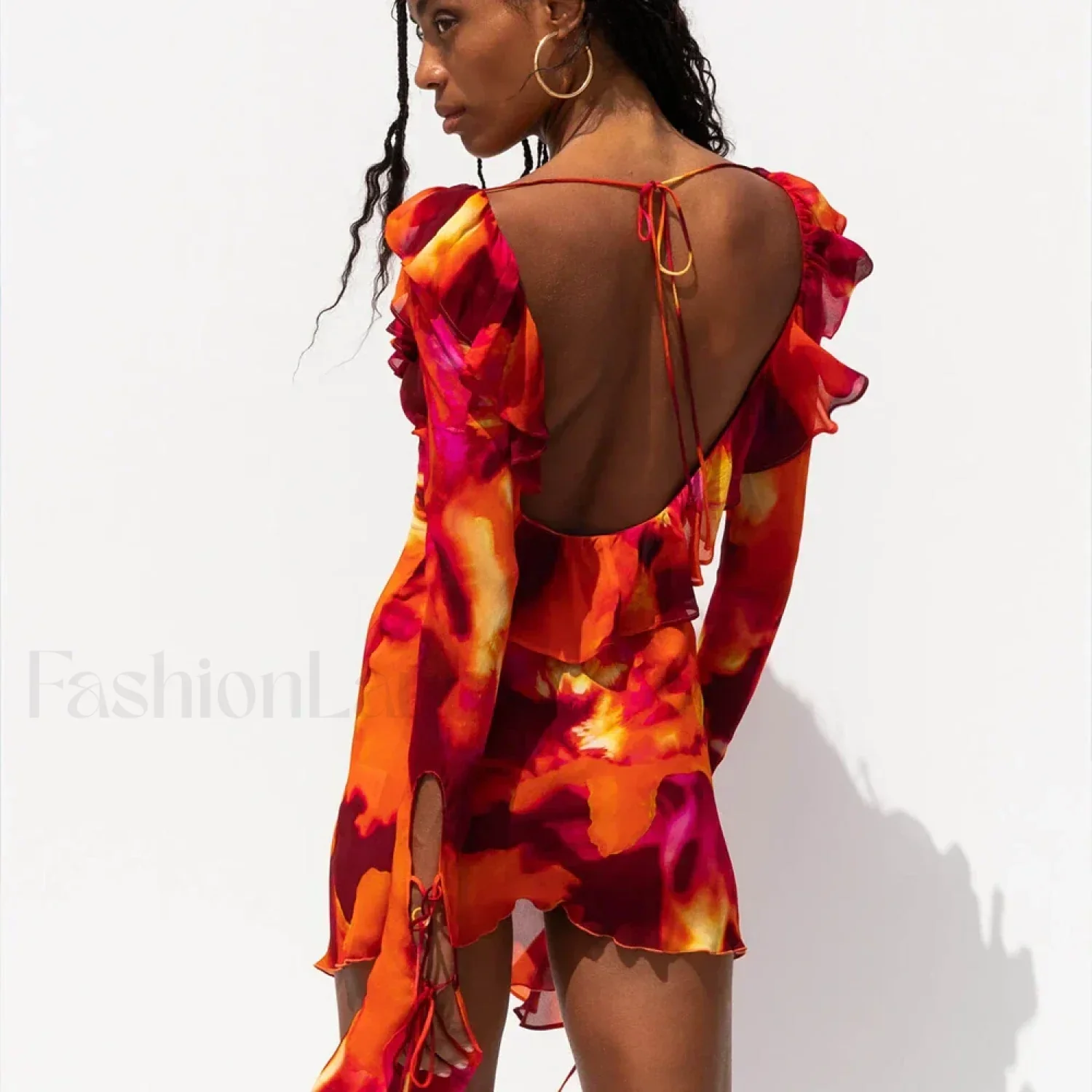 Tie-Dye Ruffled Floral Dress - Image 10