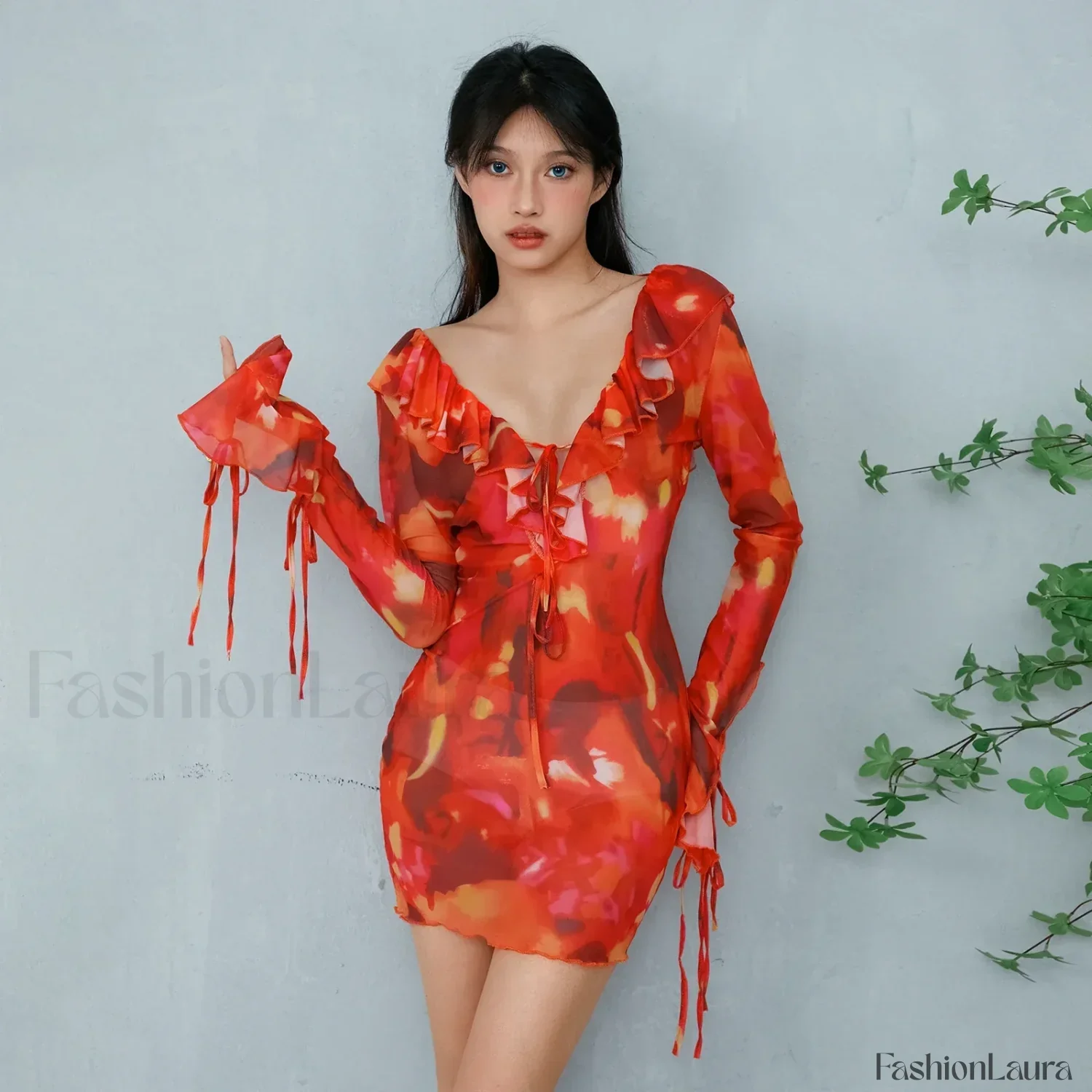 Tie-Dye Ruffled Floral Dress - Image 14