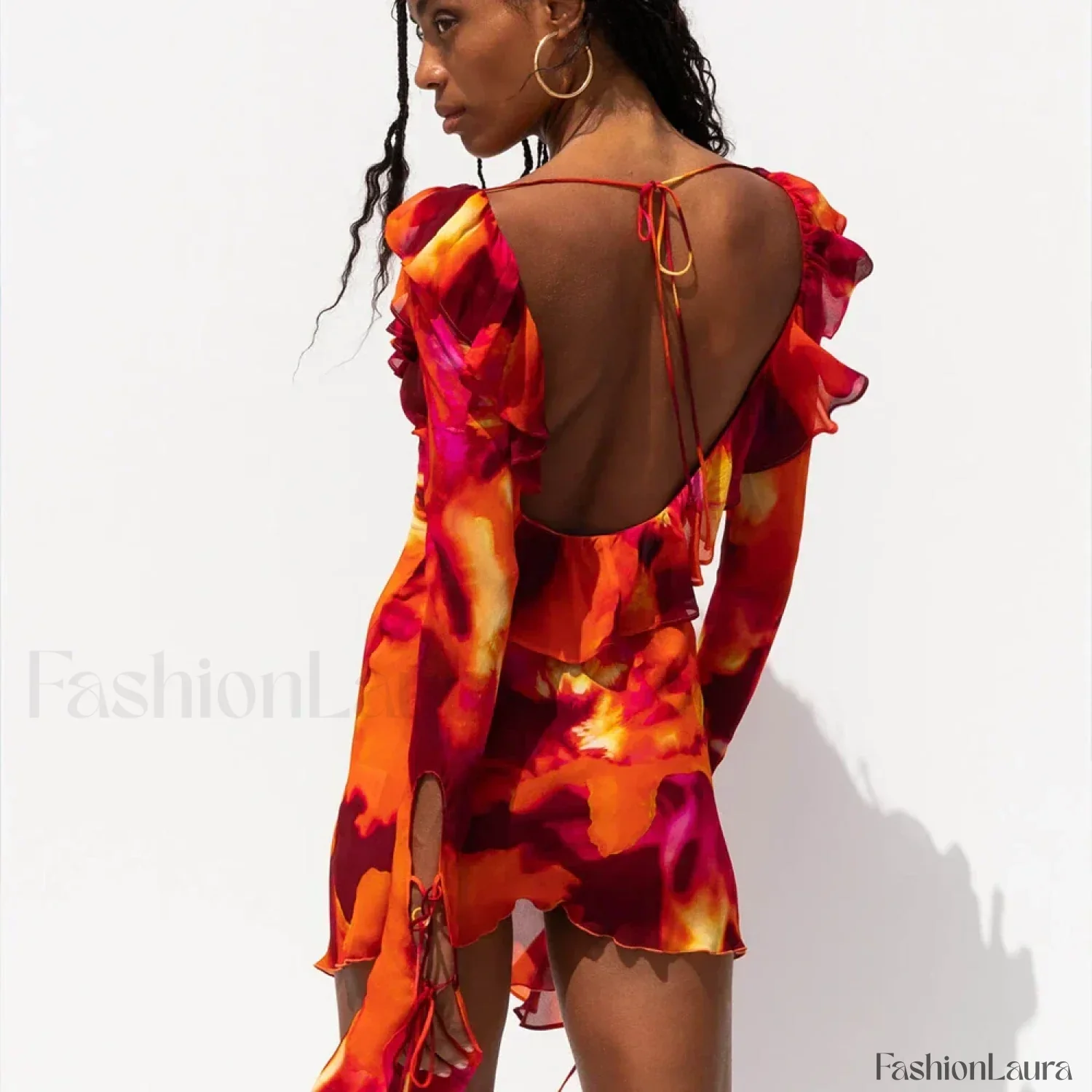 Tie-Dye Ruffled Floral Dress - Image 16