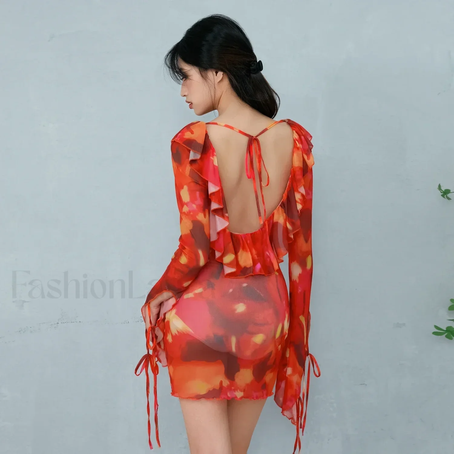 Tie-Dye Ruffled Floral Dress - Image 6