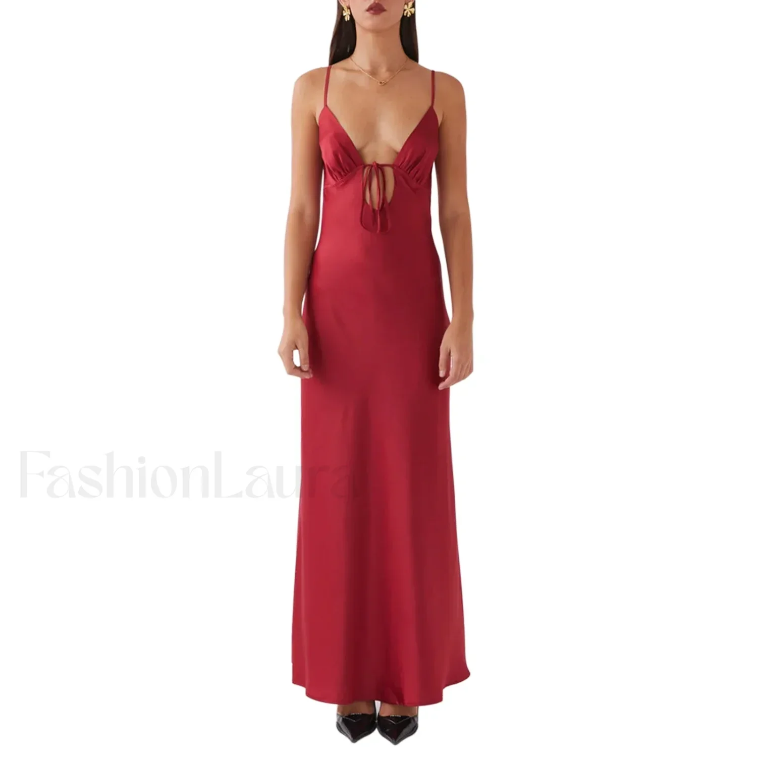 Tie Front Backless Cami Maxi Dress - Image 8