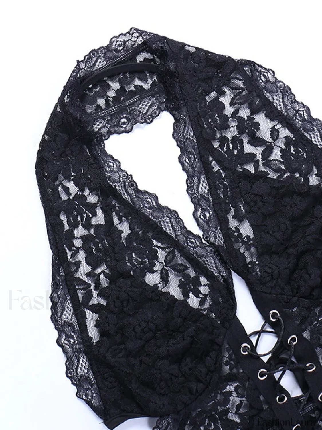 Tie Front Lace Halter Tank Top - Image 15
