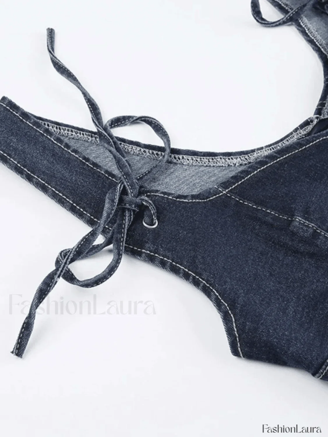 Tie Strap Denim Corset Top - Image 16
